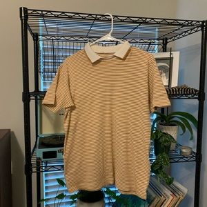 Mustard yellow and white collared shirt